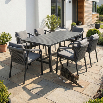 Jardini Graz Set | 160x92cm | 6 Sessel Aluminium & Olefinstoff