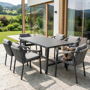 Jardini Graz Set | 160x92cm | 6 Sessel Aluminium & Olefinstoff