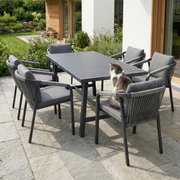 Jardini Graz Set | 160x92cm | 6 Sessel Aluminium & Olefinstoff