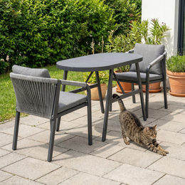 Jardini Graz Set Balkon | 119x65cm | 2 Sessel Aluminium & Olefinstoff
