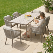 Jardini Grossglockner Set | Kufentisch 200x104cm | 6 Sessel mit Olefin & Rope