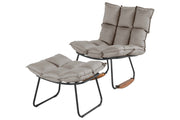 Schöner Wohnen LESKA Schaukelstuhl Sunbrella® mit Hocker und Holz-Kufen | Mittelgrau
