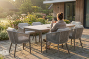 Jardini Grossglockner Set | Kufentisch 200x104cm | 6 Sessel mit Olefin & Rope