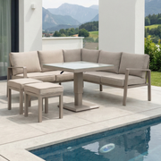Jardini Dachstein Set | 193x193cm | Tisch Höhenverstellbar | 2 Hocker