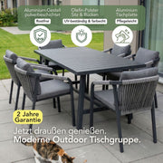 Jardini Graz Set | 160x92cm | 6 Sessel Aluminium & Olefinstoff