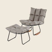 Schöner Wohnen LESKA Schaukelstuhl Sunbrella® mit Hocker und Holz-Kufen | Carbon Beige