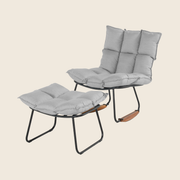 Schöner Wohnen LESKA Schaukelstuhl Sunbrella® mit Hocker und Holz-Kufen | Mittelgrau