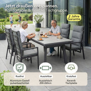 Jardini Set Nockstein | Tisch 200 bis 260cm Ausziehbar | 4 Relaxsessel